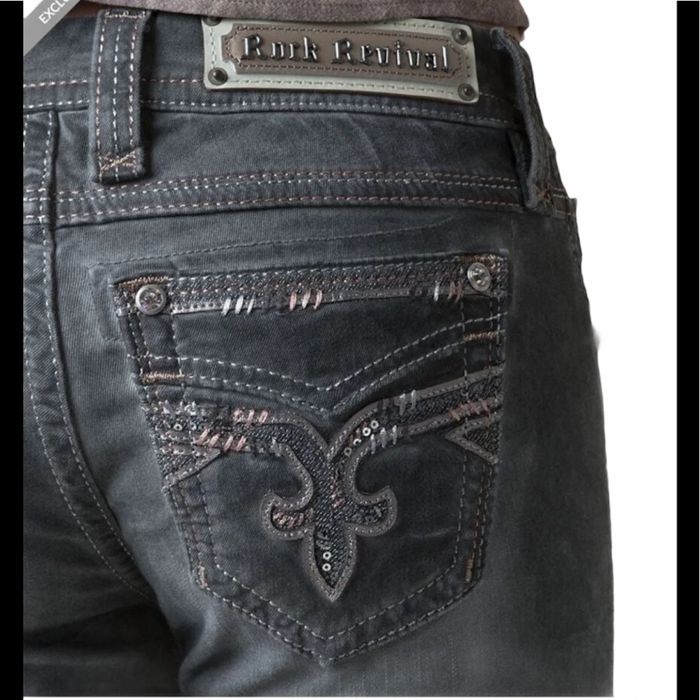 ROCK REVIVAL Boris stretch gray crop